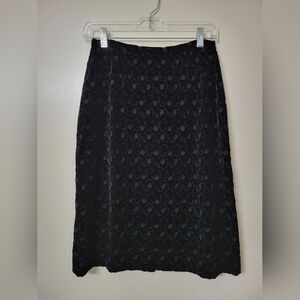 Y2K Whimsigoth Laura Ashley Black Floral Embroidered Velvet Skirt